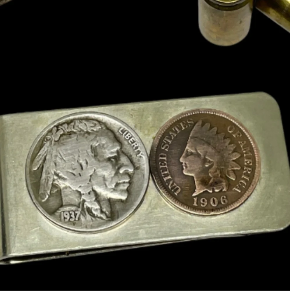 Handmade VINTAGE Buffalo Nickel & Indian Penny Men's Money Clips